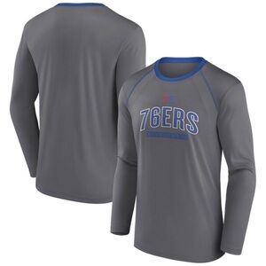 NBA Philadelphia 76ers Men's Long Sleeve Gray Pick and Roll Poly Performance new